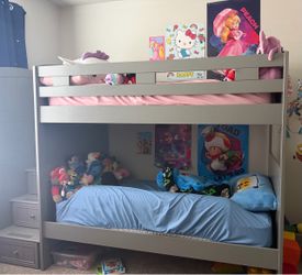 Bunk bed with stair way with 4-Drawer Storage Unit