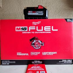 Milwaukee M18 Fuel Brushless Cordless 7 1/4in Circular Saw & High Output 6.0 Battery. $270
