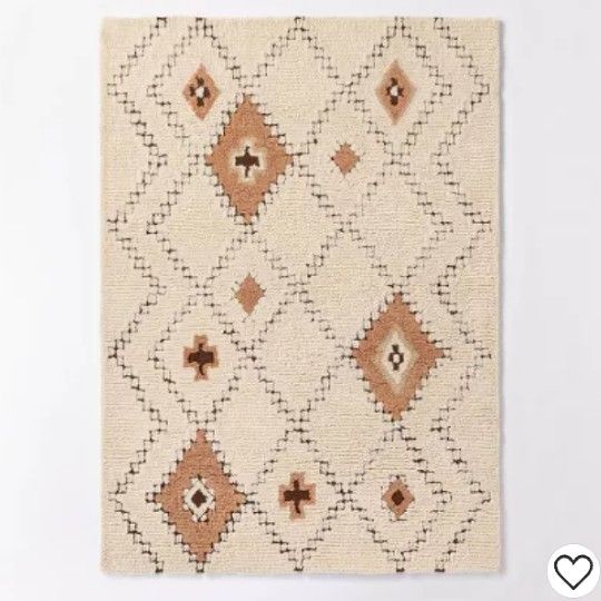 Brand New Threshold Northridge 7" X 10" Hand Tufed Shag Diamonds Area Rug