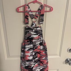 Pink Camo Print Dress  Overalls