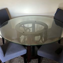 Glass Top Dining Table  With 4 Chairs