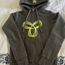 Aritzia TNA fleece Hoodie distressed style at cuffs