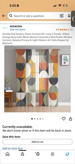 Mid Century Sheer Window Curtains 84'' Long 2 Panels