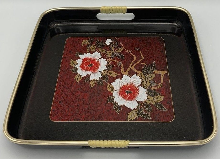 Japanese Vintage Floral Lacquer Serving Tray