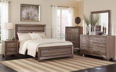 Brand New Rustic Oak Queen Bedroom Set