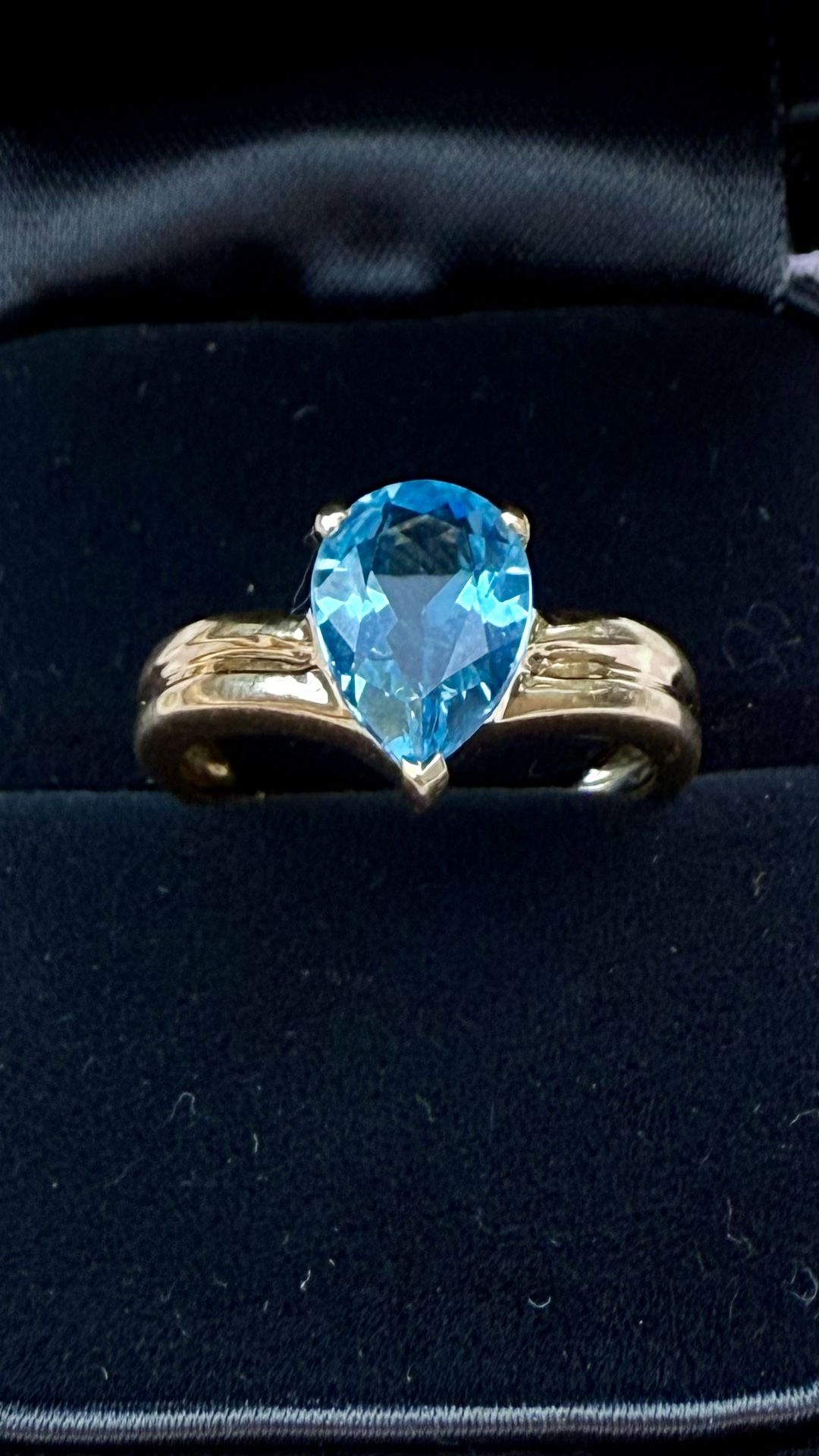 14k Blue Stone Solid Gold Ring