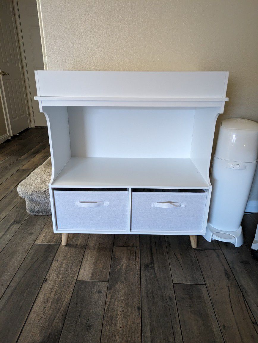 White Mid Century Diaper Changing Station