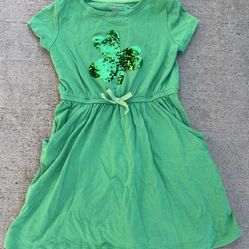 Cat&Jack Girls Flip Sequin Shamrock Dress Size XS 4/5 