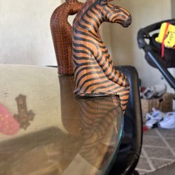 Vintage Carved Wood Hand Painted Seated Figural