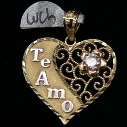 $350 Three Tone Gold Heart Te Amo Charm
