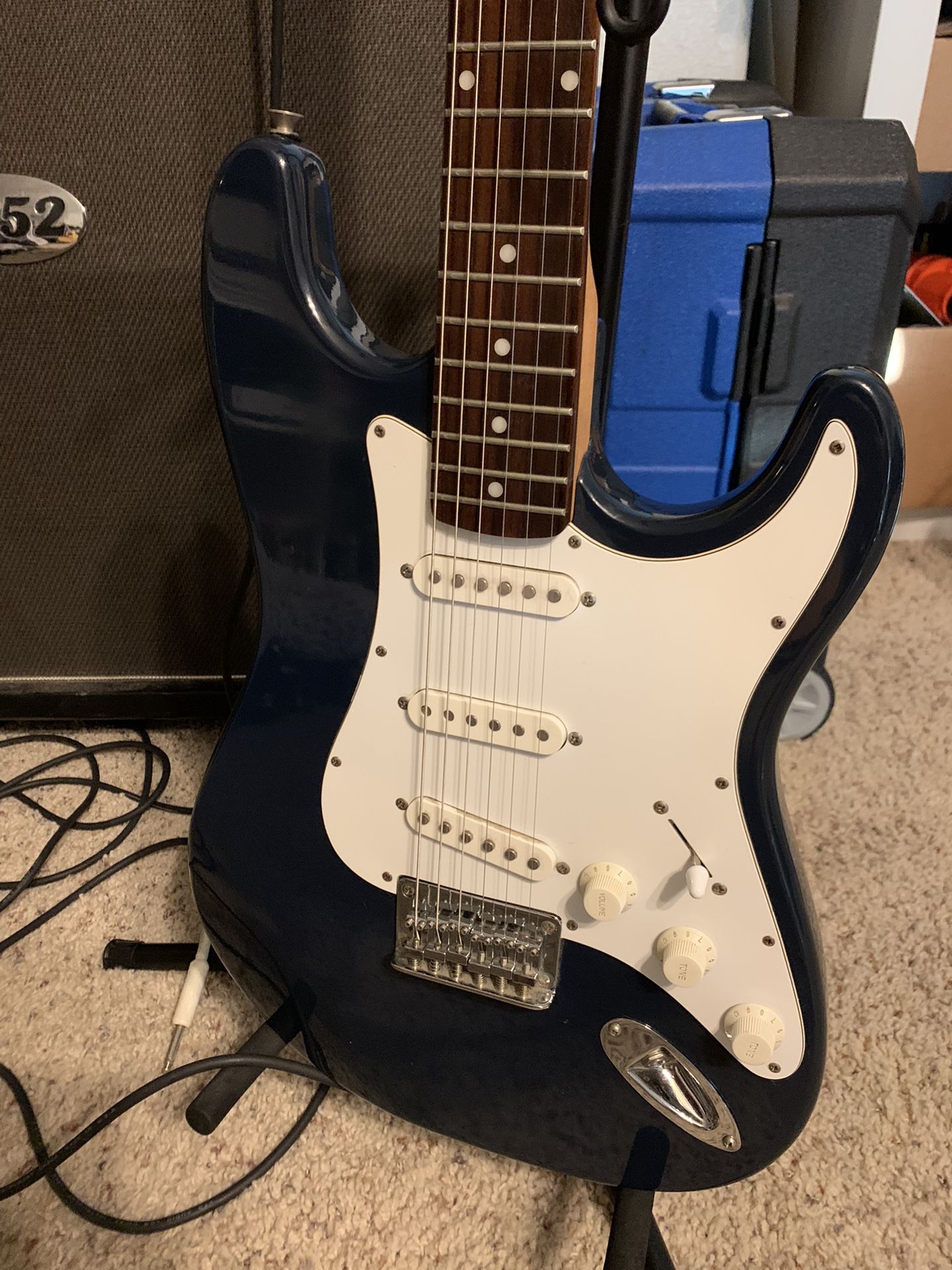 2002 Fender Squier Bullet Stratocaster / Strat Electric Guitar - Navy Blue!