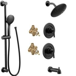 Moen Gibson Tub & Shower Spa System With 2 Valves And Slider Bar With Handshower In Matte Black (Valve Included)