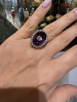 14K white gold amethyst and natural diamonds Absolutely gorgeous Ring 