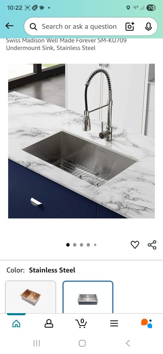 Swiss Madison Well Made Forever SM-KU709 Undermount Sink, Stainless Steel
