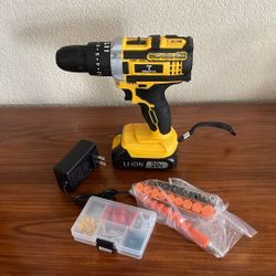 Adjustable Speed Drill W/ Battery, Charger, Accessories 
