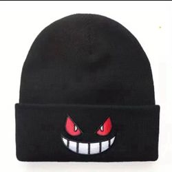 Pokémon Gengar Black Beanie Hat Embroidered Winter Knit Skull Cap