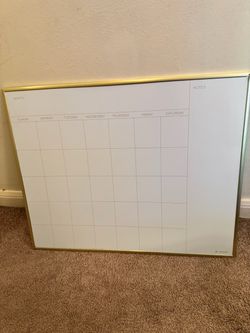 Gold Framed Dry Erase Calendar (16” by 20”)