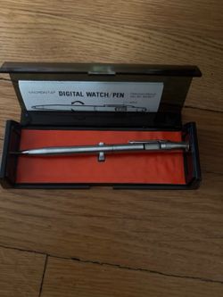 vintage silver-colored Micronta Digital Watch Pen housed in its original case