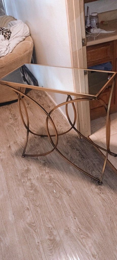  New Glass Mirror Sideway Entry Table Gold Silver 