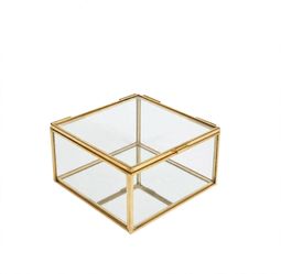 European Retro Bronze Glass Jewelry Box - bead landing