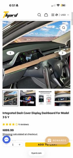 Heads up screen for Tesla Model 3 or Y 2017-2023