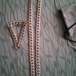Cuban Link Chain And Bracelet Set