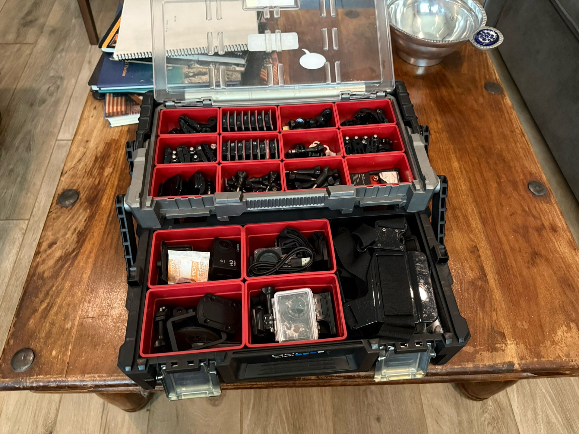 Keter Tool /Electronics Box With Go Pro / Action Camera Attachments And Accessories