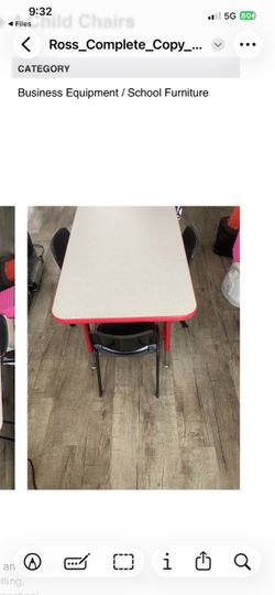 Red Commercial Preschool Classroom Table + 4 Child Chairs