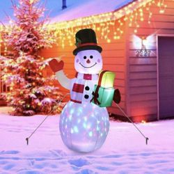 5FT Christmas Inflatables Outdoor Decorations, Inflatable Snowman Blow Up Yard Decorations with Rotating LED Lights for Indoor Outdoor Christmas Holid
