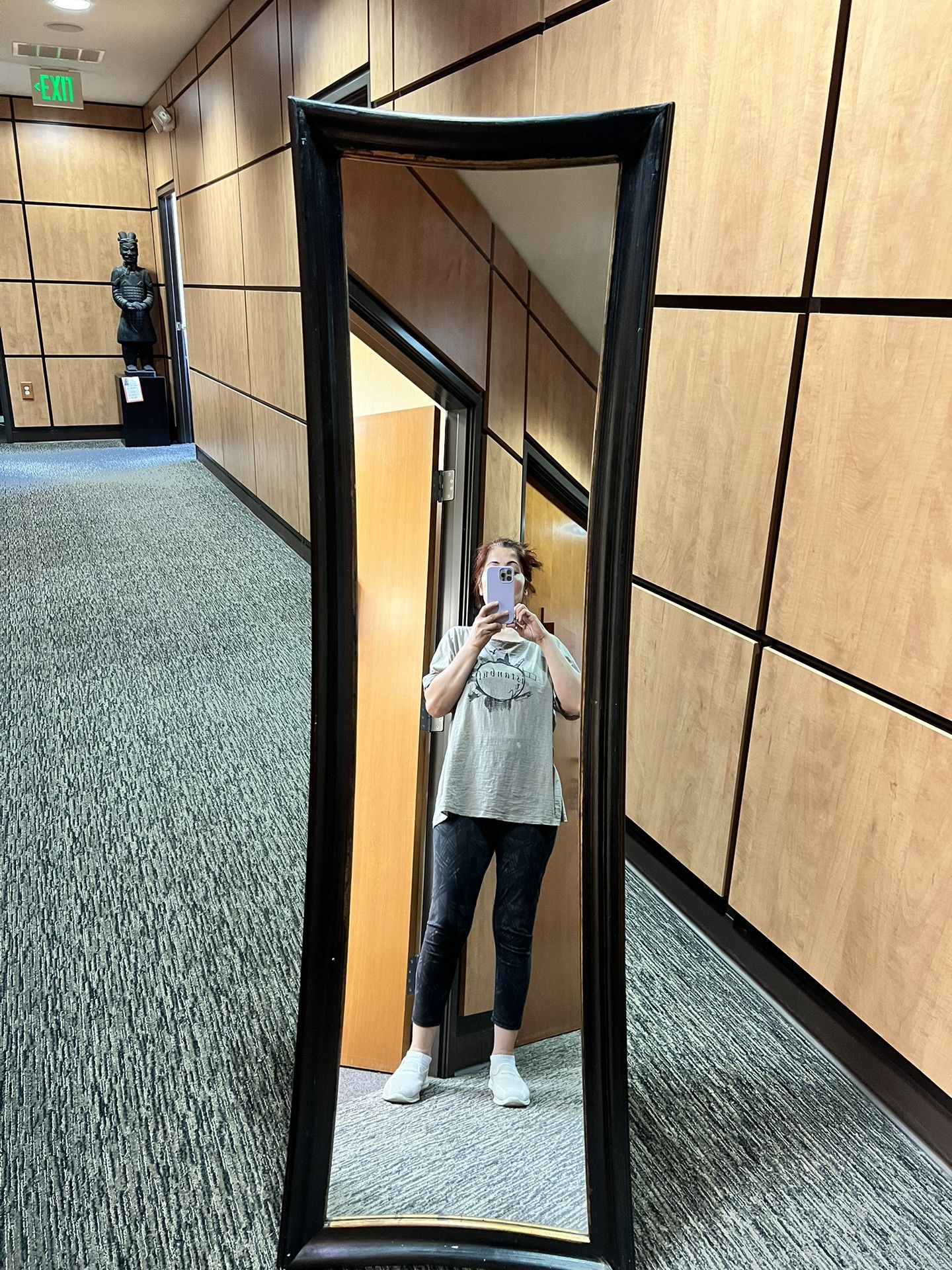 Asian Style Unique Shape Full Length Mirror With Stand