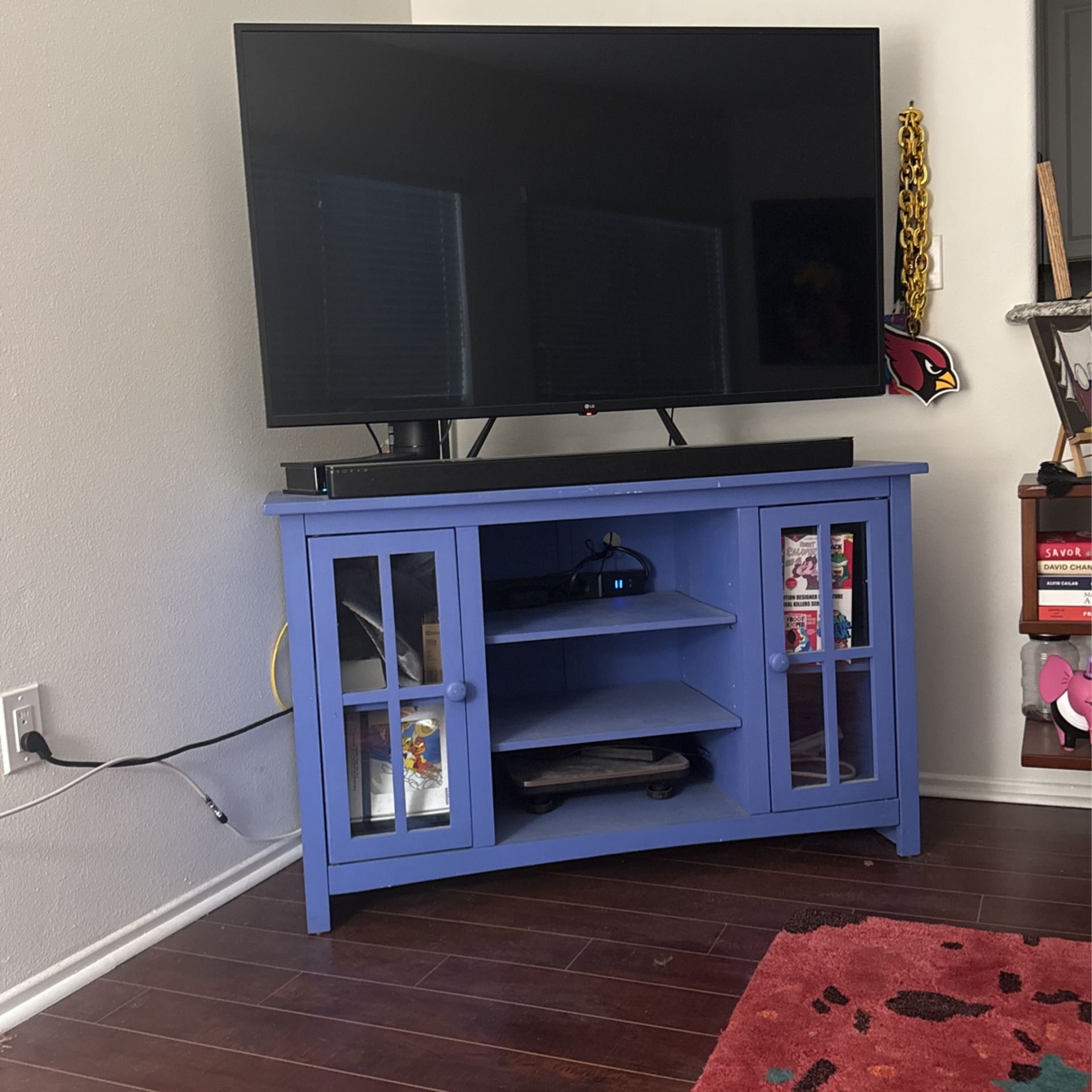 Blue Solid Wood Entertainment Center