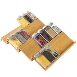 Bamboo and Wood Spice Rack, 4 Tier Drawer Seasoning Rack, Kitchen Drawer Organizer, Household Organizer, Storage Rack for Item, Storage Box
