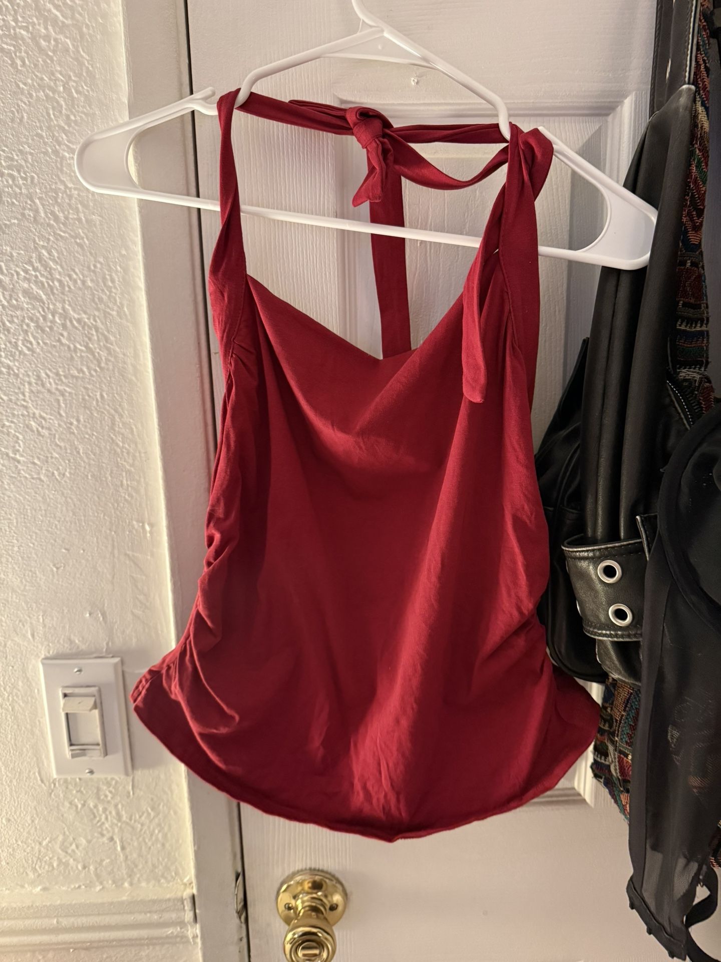 Red halter crop top 