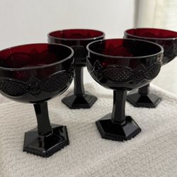 Avon Ruby Red Cape Cod Wine Glasses