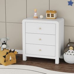 Drawer Dresser, Modern Chest of Drawers with Rounded Table Corners, Wooden Closet Dresser Nightstand Side Table with Ample Storage Space for Bedro