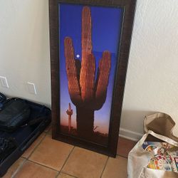 CACTUS WALL ART WITH WOODEN FRAME
