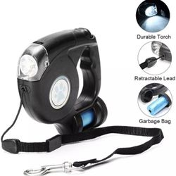 Retractable Dog Leash W/built In Bag Dispenser an LED Light  