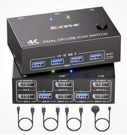 Displayport KVM Switch 2 Monitors 2 Computers 8K@30Hz 4K@144Hz