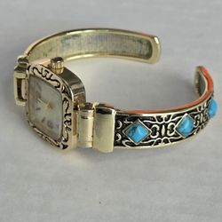 Turquoise Pavana Cuff Bracelet  Quartz Analog Women's Watch Sz. 6 1/4" 