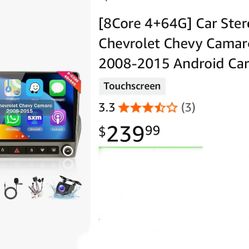 [8Core 4+64G] Car Stereo for Chevrolet Chevy Camaro 2008-2015 Android Car Stereo Wireless Carplay Android Auto,9“ IPS Touchscreen Radio,GPS,WiFi,32EQ 