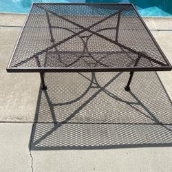 Wrought Iron Metal Table - Square, Brown