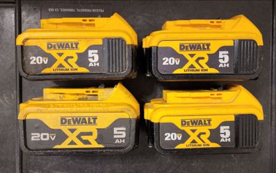 4 pack Dewalt 20v 5ah Lithium batteries