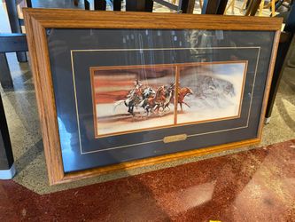 Print – Wolves of the Crow with Oak Frame