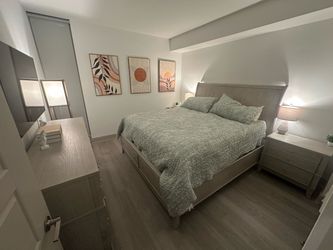 Complete Gray King Bedroom Set - WILL DELIVER - MUST GO