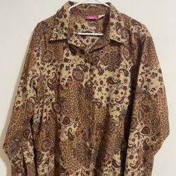 Capagallo Vintage Women’s 1x Fall Paisley/animal  Print Lined Blouse -3$