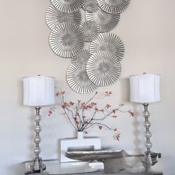 Z Gallerie Wall Art and Two Lamps