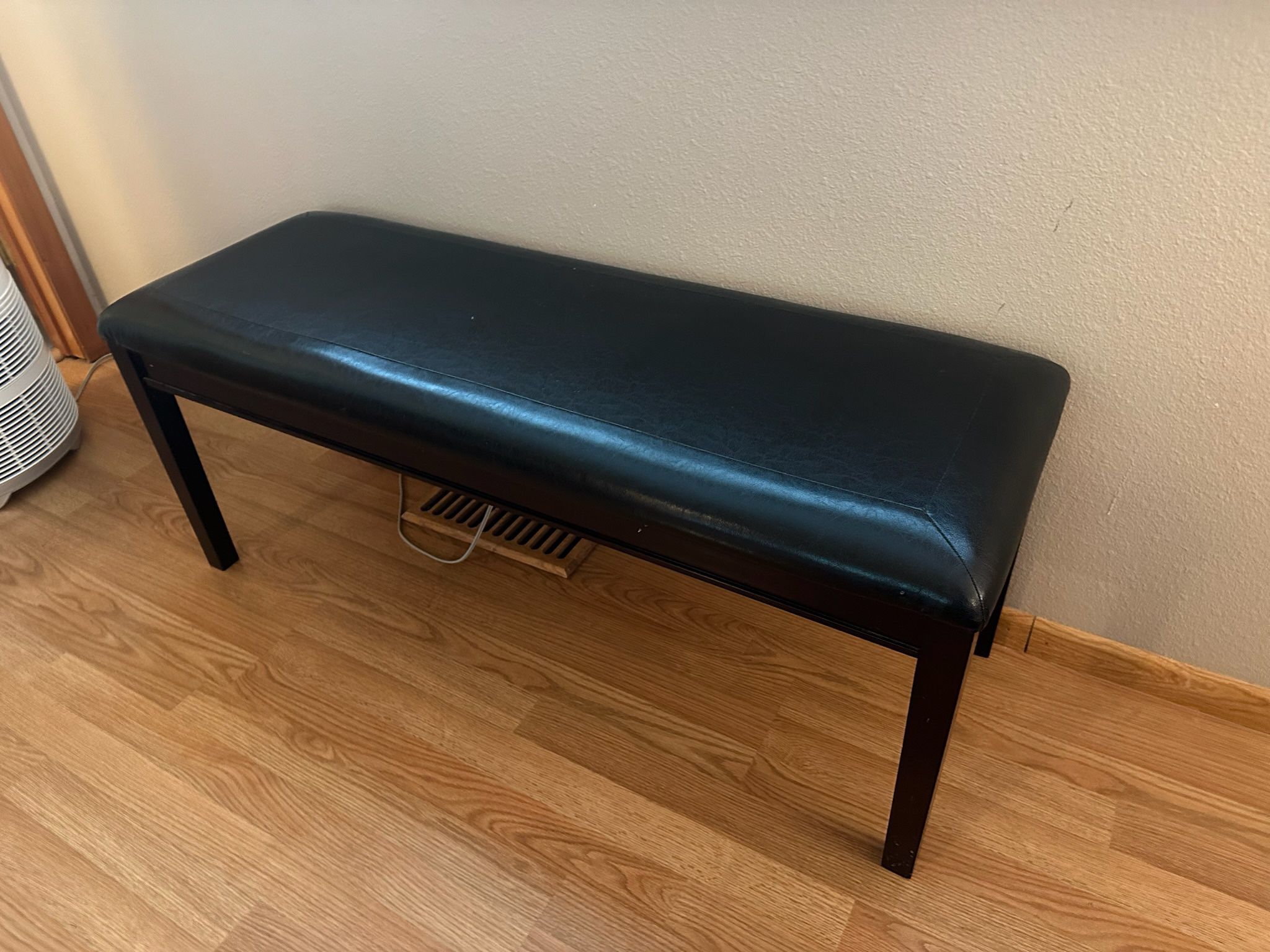 Black Leather Bench 