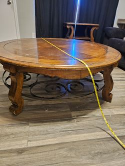 FREE! HUGE 52" Round Wooden Coffee Table with Built-In Lazy Susan – Heavy & Sturdy!