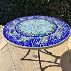 Round Mosaic Tile Outdoor Table