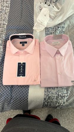 2 Men’s Dress Shirts XL 17 / 34-35 Pink Calvin Klein & Club Room